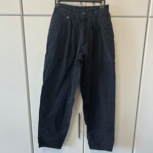 Vintage Generra Black Pleated Cotton Trousers High Waist Tapered Pants 28 171035